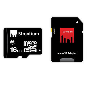 Strontium Micro SD Class 10 16GB Card with Adapter (Black)