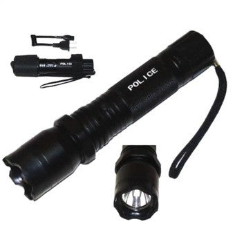 Rechargeable Police Flashlight with Stun Gun Taser (Black)