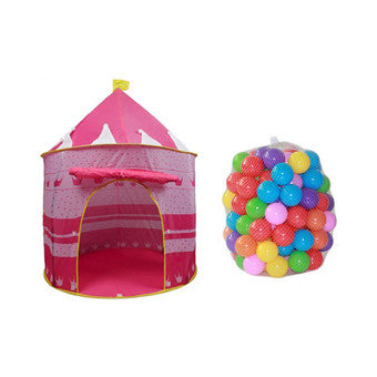 Tickle Princess Castle tent (Pink) and with Colorful Swim Pit Toys 100 Bouncing Balls Bundle